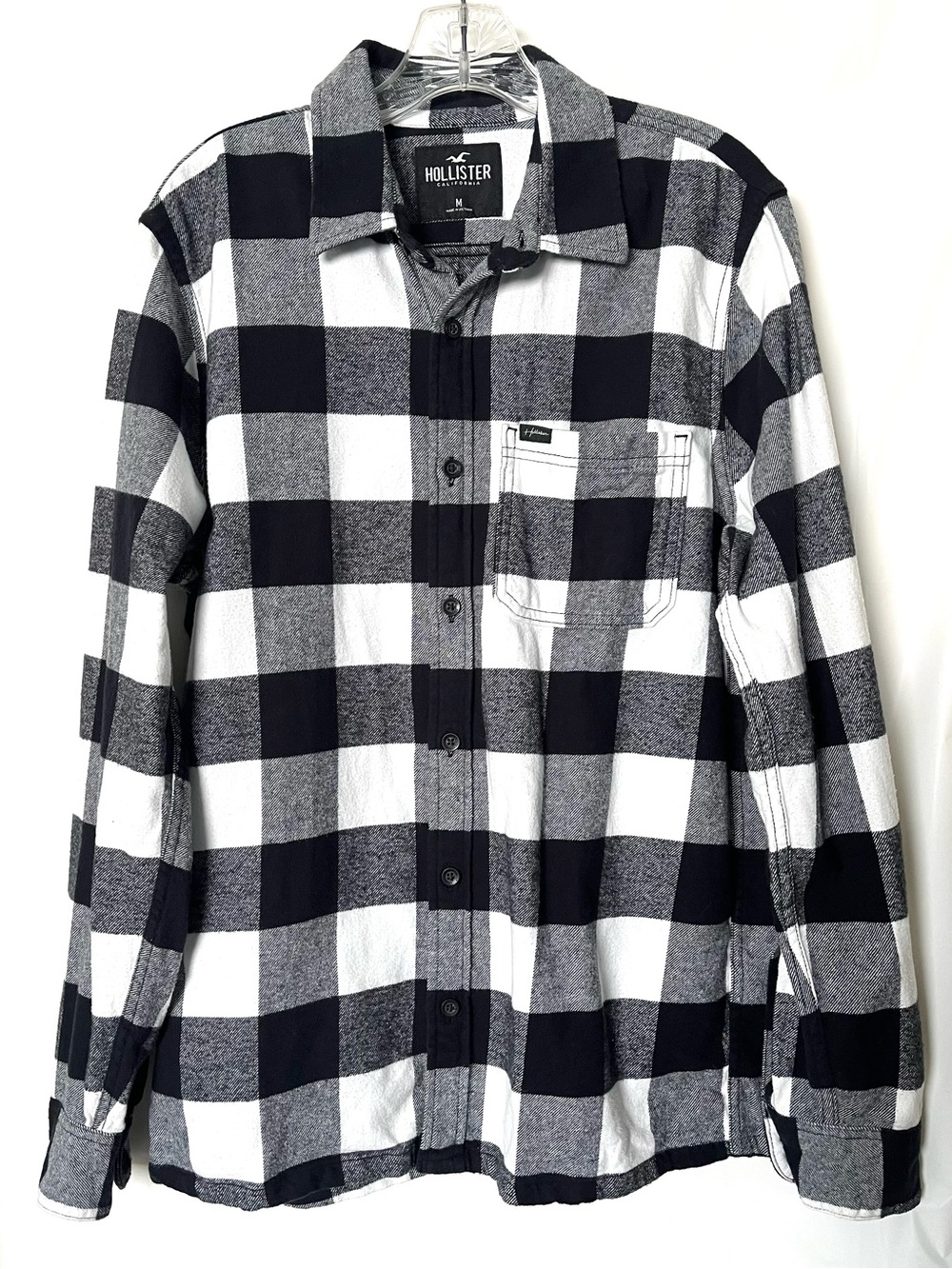Hollister Black and White Buffalo Check Flannel Shirt